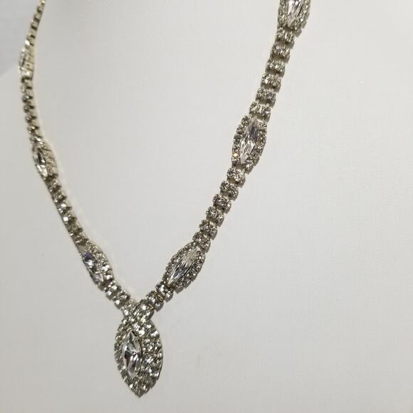 Clear rhinestone necklace oval 16" /3"ext.silver tone 1.1637 - Picture 7 of 12